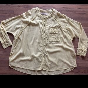 Free People We The Free Keep It Simple Button Down size Large Yellow